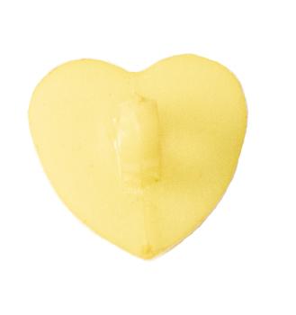 Kids button as heart out plastic in light yellow 14 mm 0,55 inch
